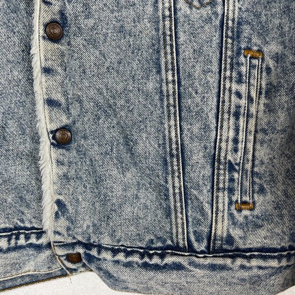 VTG Levis' Acid Wash Jean Sherpa Trucker Jacket - Picture 5 of 12